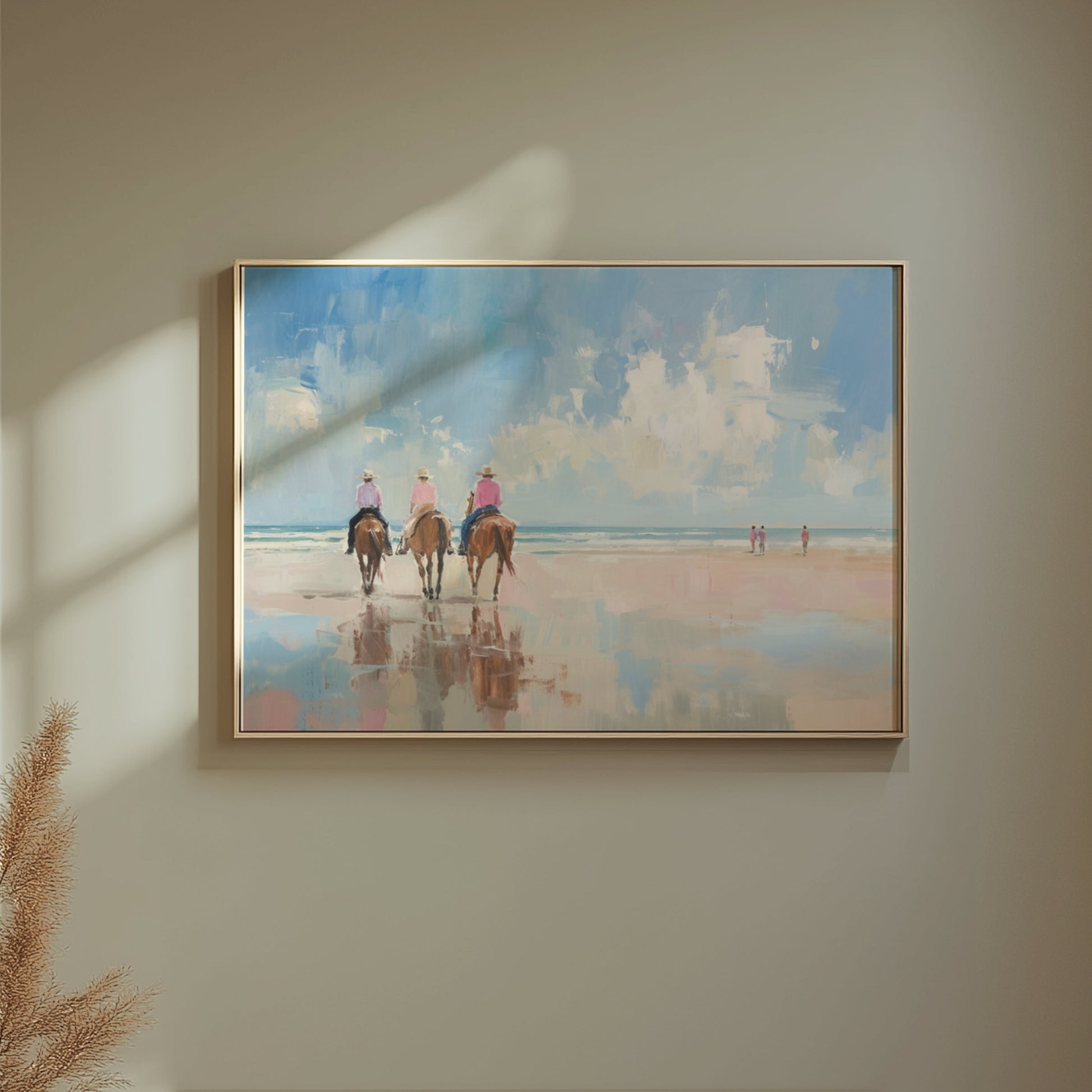 Premium Poster of Peaceful Beach Horseback Ride Art Print Posters