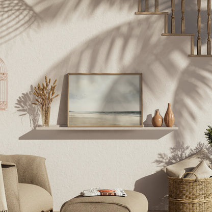 Premium Poster of Peaceful Beach Landscape with Overcast Sky Posters