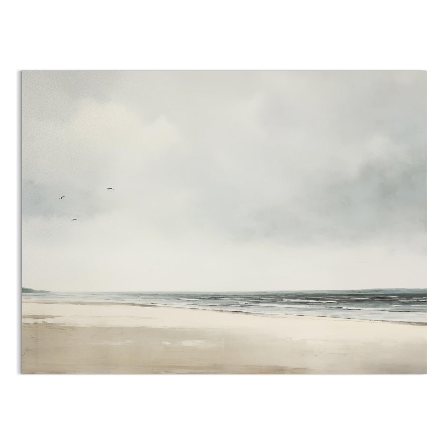 Premium Poster of Peaceful Beach Landscape with Overcast Sky Posters