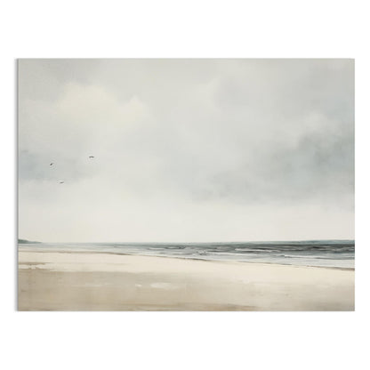 Premium Poster of Peaceful Beach Landscape with Overcast Sky Posters
