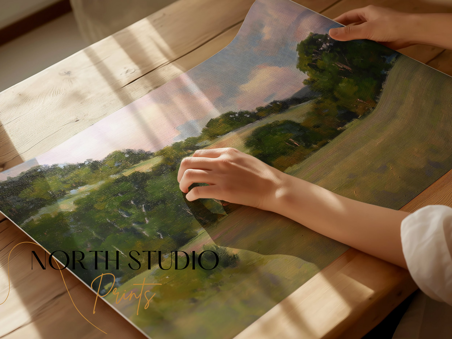 Premium Poster of Peaceful Landscape with Rolling Hills and Trees Posters