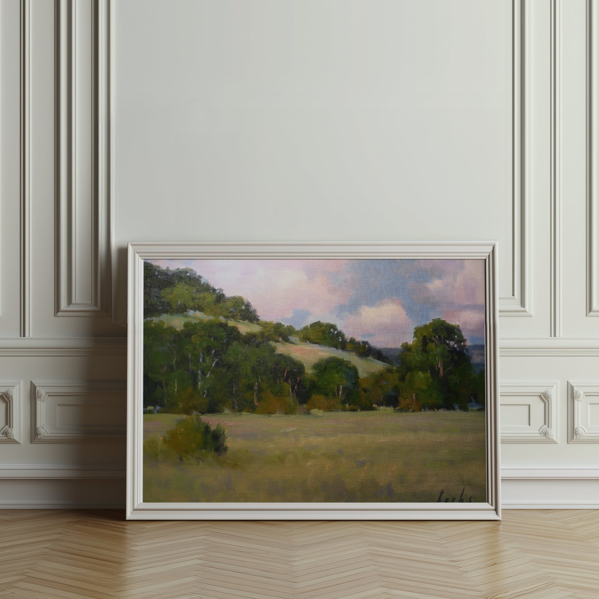 Premium Poster of Peaceful Landscape with Rolling Hills and Trees Posters