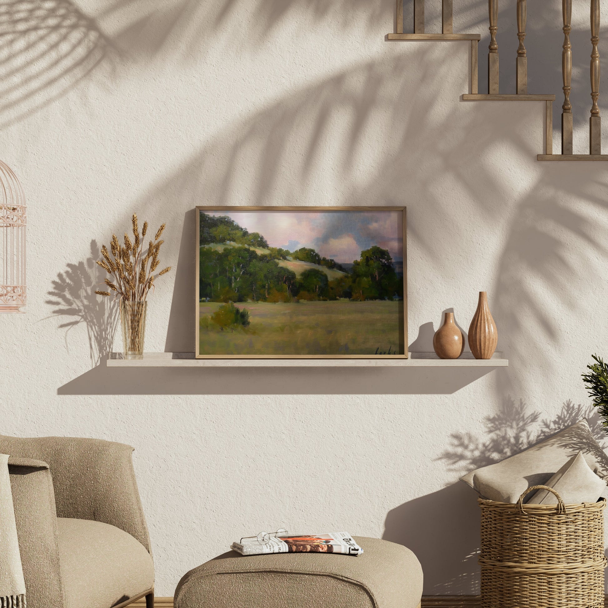 Premium Poster of Peaceful Landscape with Rolling Hills and Trees Posters