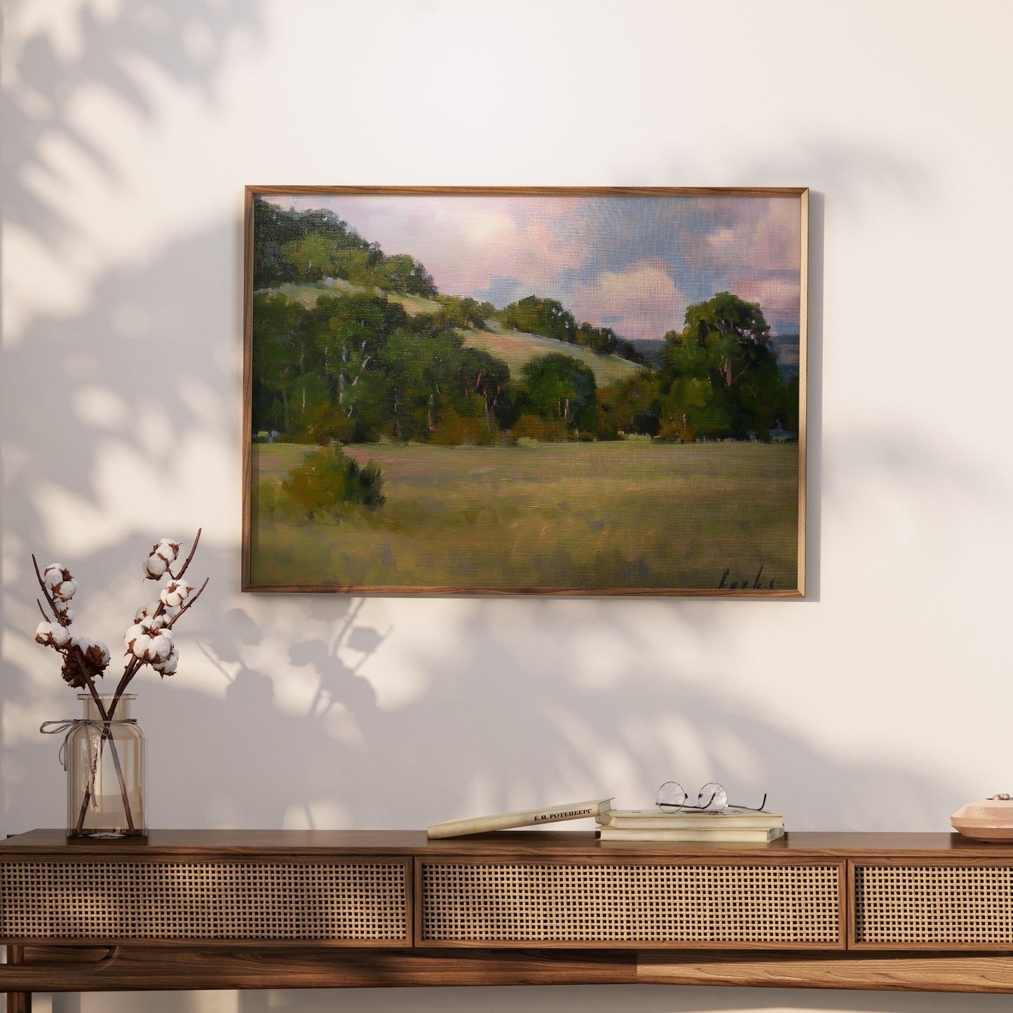 Premium Poster of Peaceful Landscape with Rolling Hills and Trees Posters