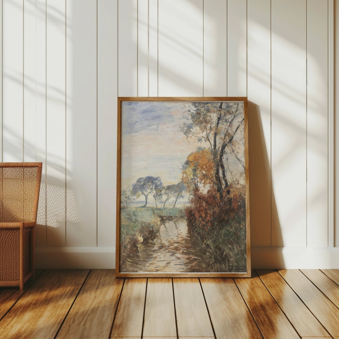 Premium Poster of Peaceful Pastoral Landscape Watercolor Art Posters