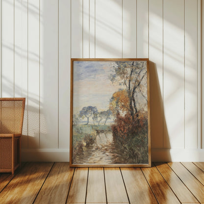 Premium Poster of Peaceful Pastoral Landscape Watercolor Art Posters