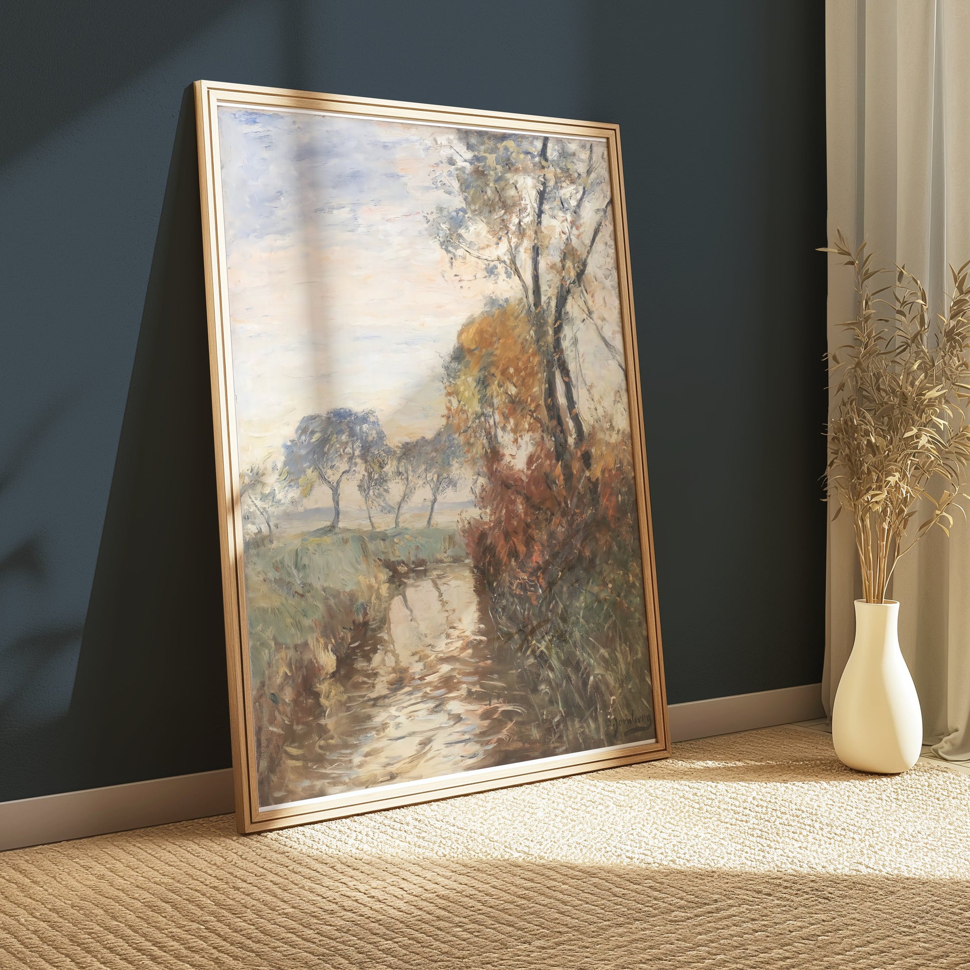 Premium Poster of Peaceful Pastoral Landscape Watercolor Art Posters