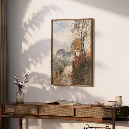 Premium Poster of Peaceful Pastoral Landscape Watercolor Art Posters