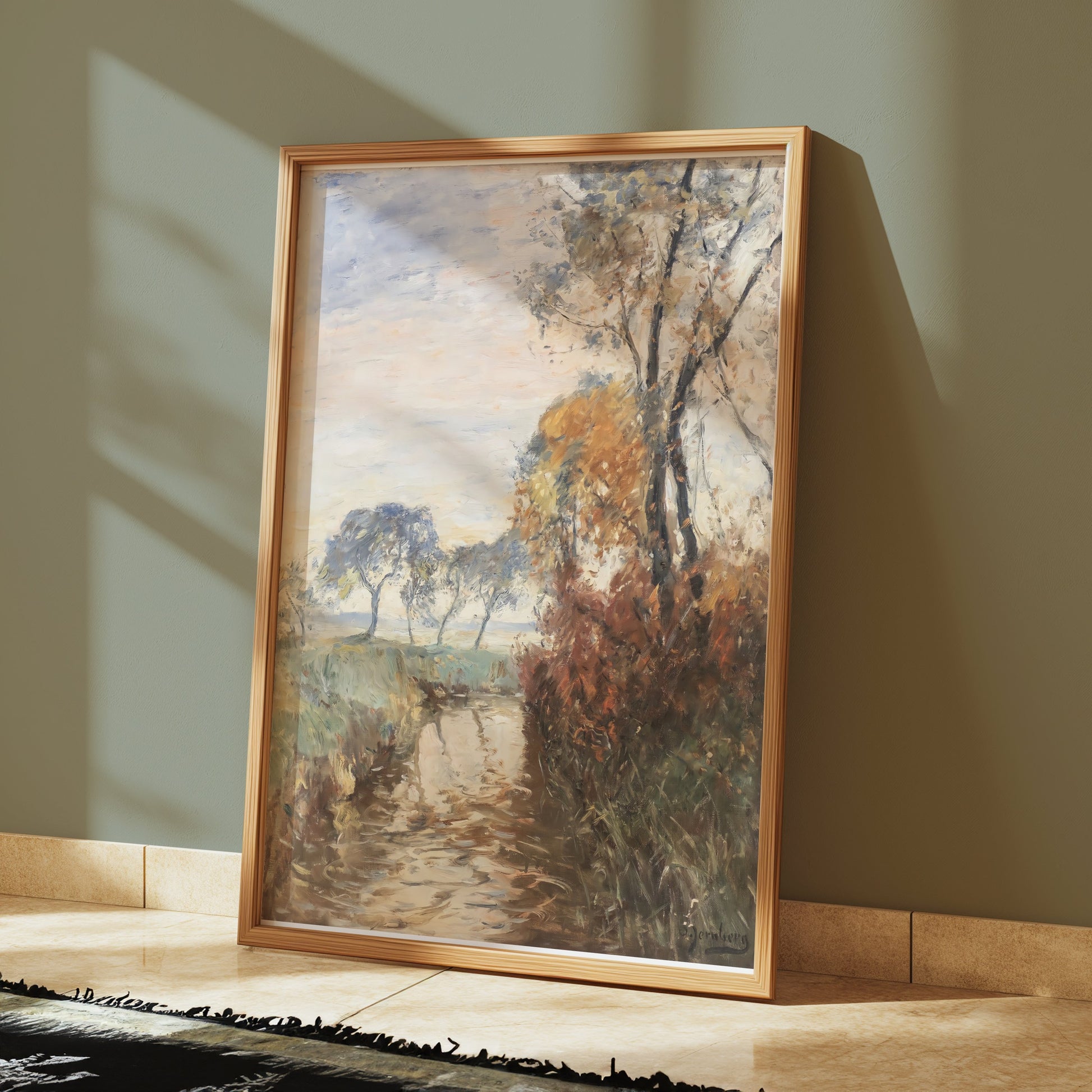 Premium Poster of Peaceful Pastoral Landscape Watercolor Art Posters