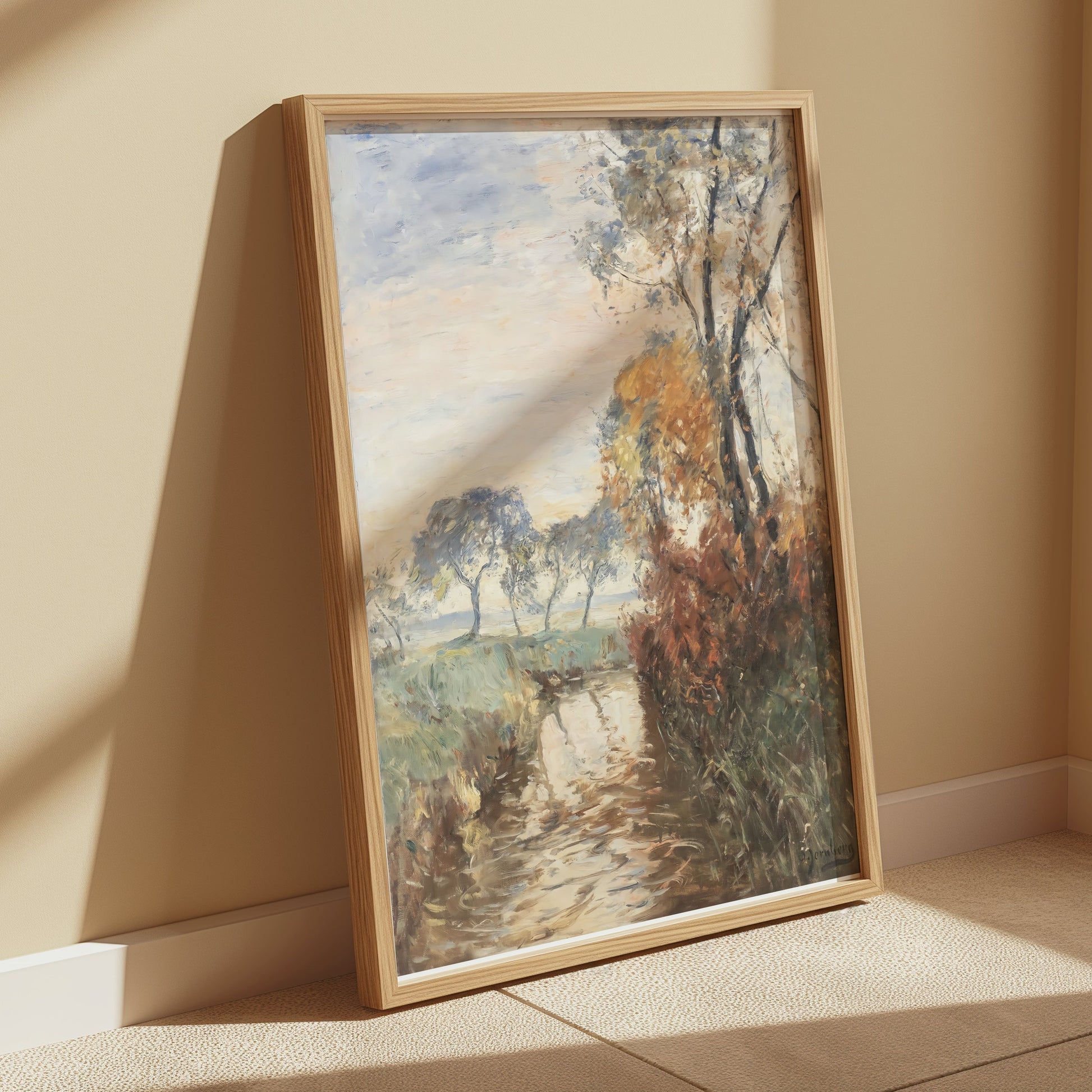 Premium Poster of Peaceful Pastoral Landscape Watercolor Art Posters