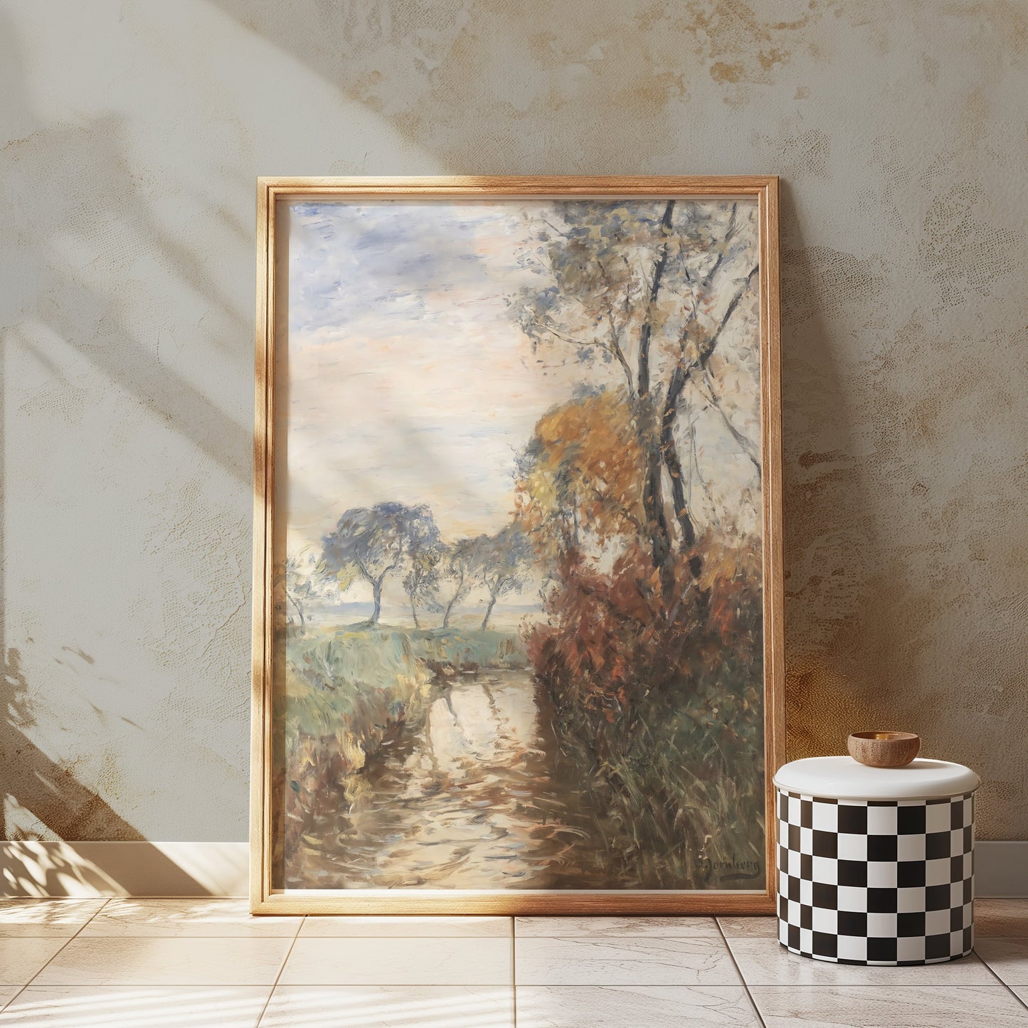 Premium Poster of Peaceful Pastoral Landscape Watercolor Art Posters