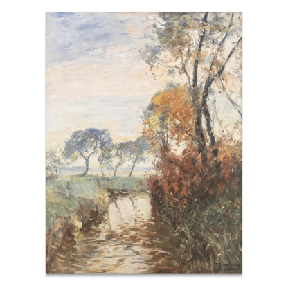 Premium Poster of Peaceful Pastoral Landscape Watercolor Art Posters