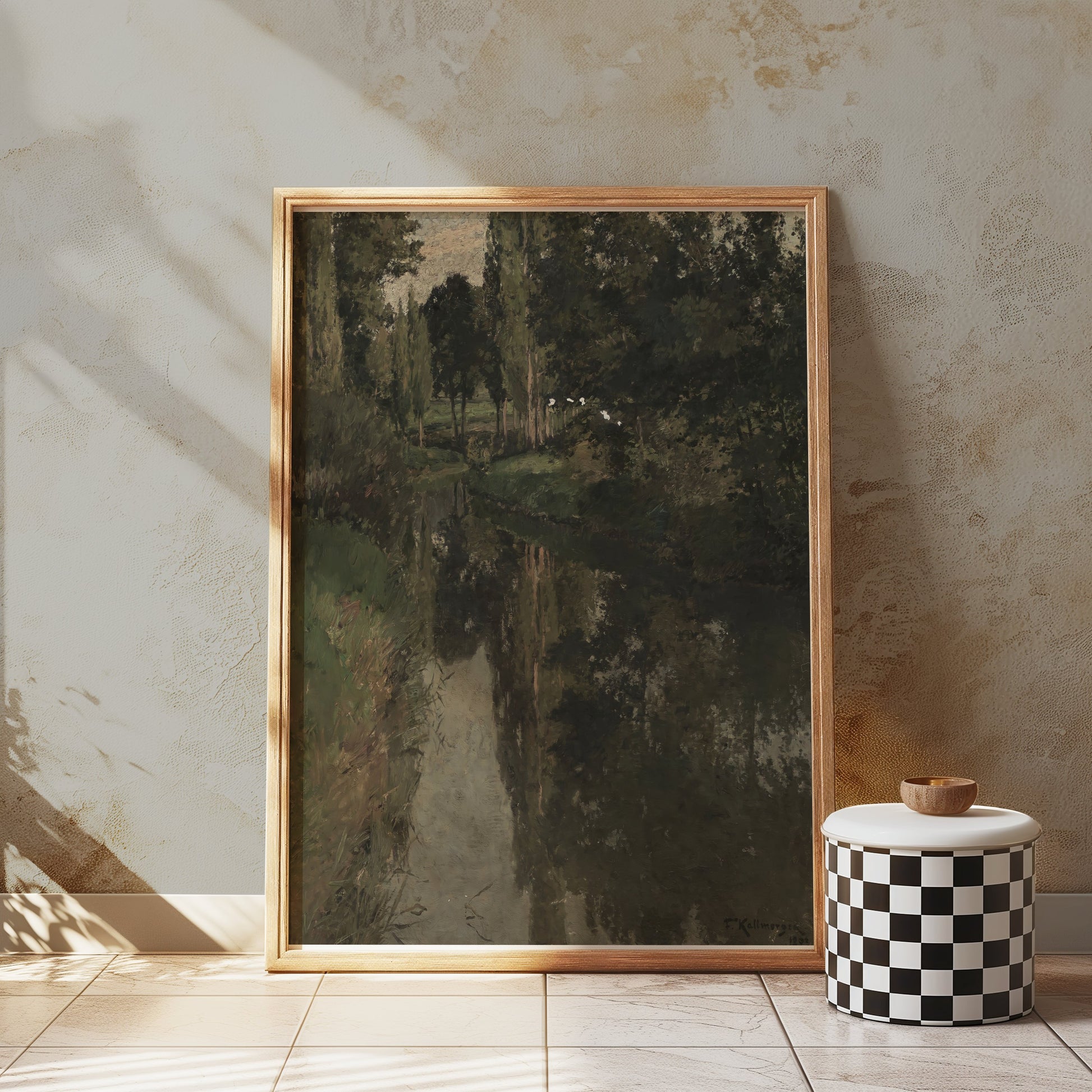 Premium Poster of Peaceful River Scene with Trees and Reflections Posters