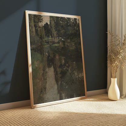 Premium Poster of Peaceful River Scene with Trees and Reflections Posters