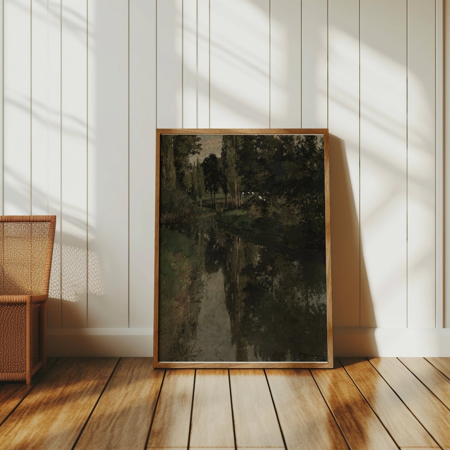Premium Poster of Peaceful River Scene with Trees and Reflections Posters