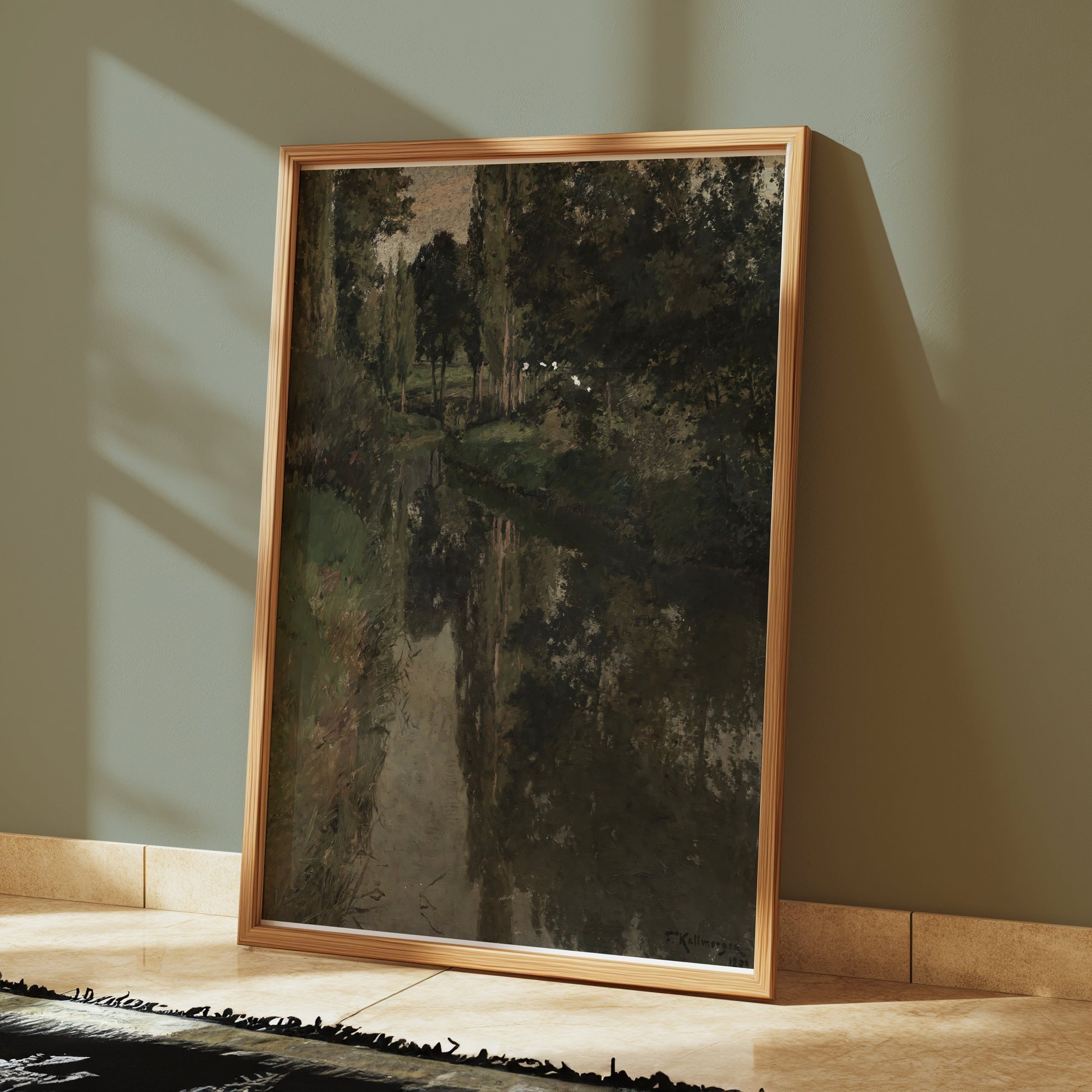 Premium Poster of Peaceful River Scene with Trees and Reflections Posters