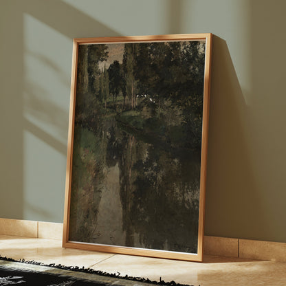 Premium Poster of Peaceful River Scene with Trees and Reflections Posters