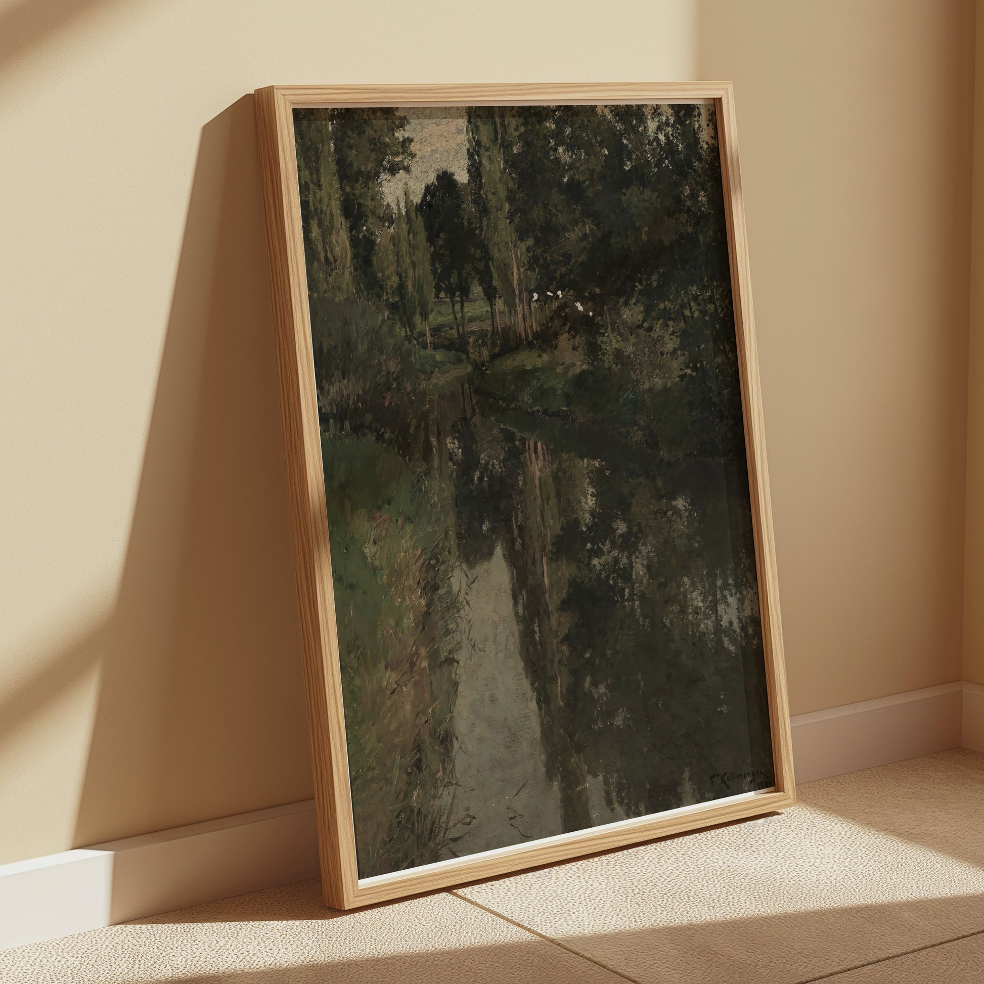 Premium Poster of Peaceful River Scene with Trees and Reflections Posters