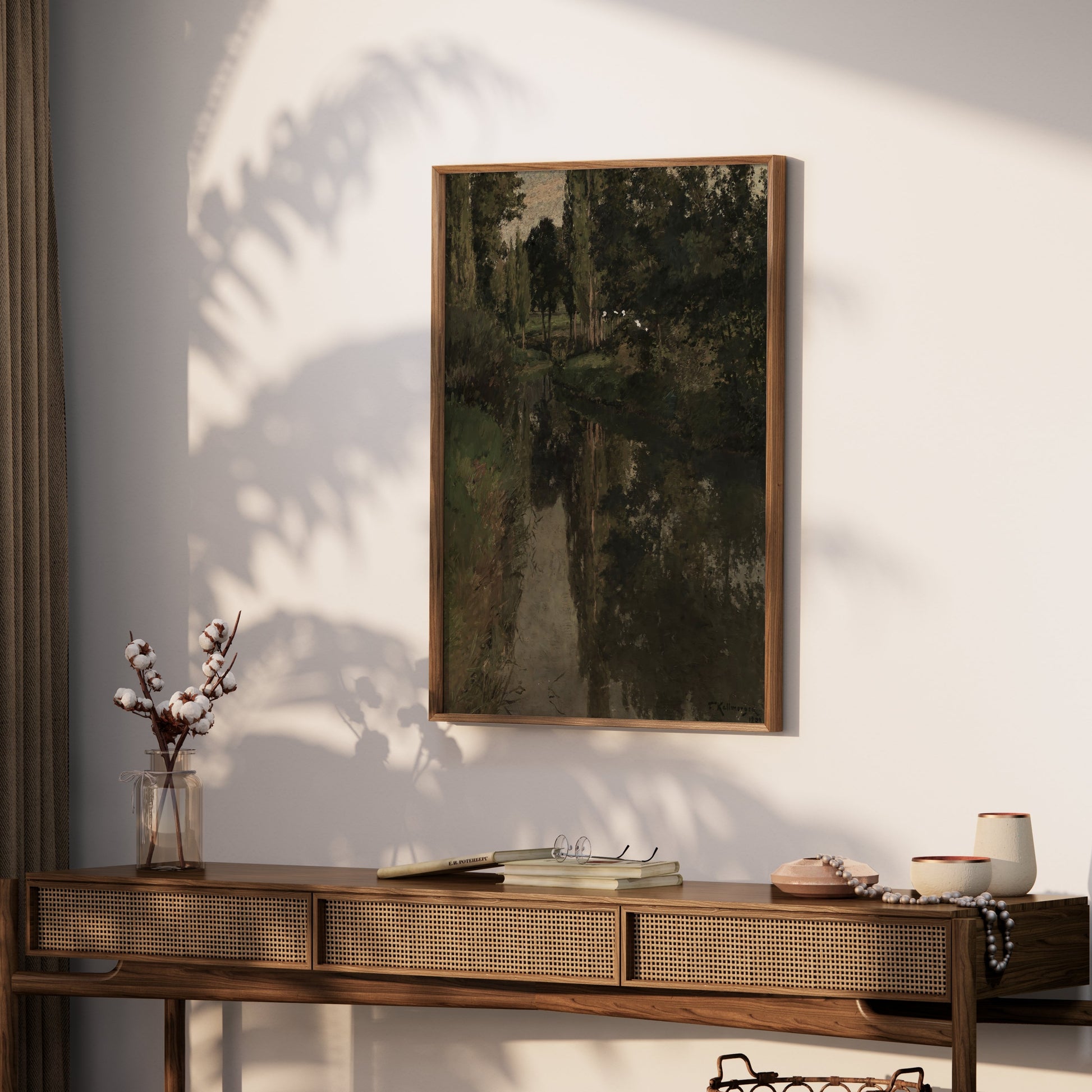 Premium Poster of Peaceful River Scene with Trees and Reflections Posters