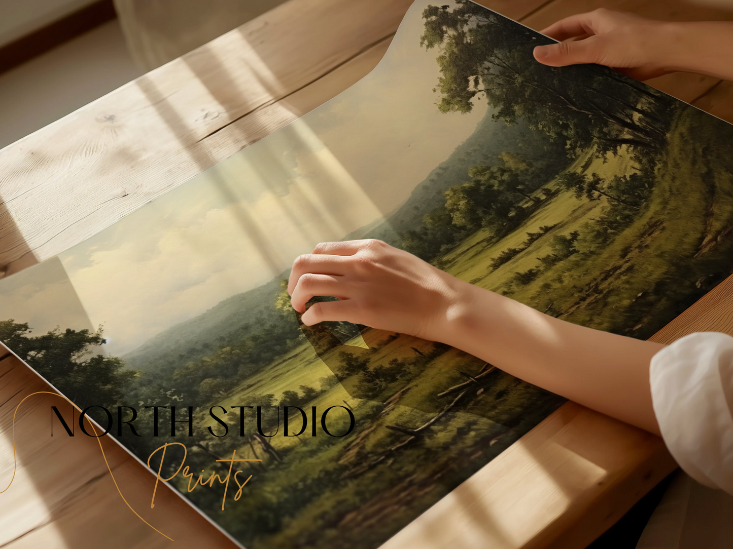 Premium Poster of Peaceful Scenic Countryside Landscape Art for Posters