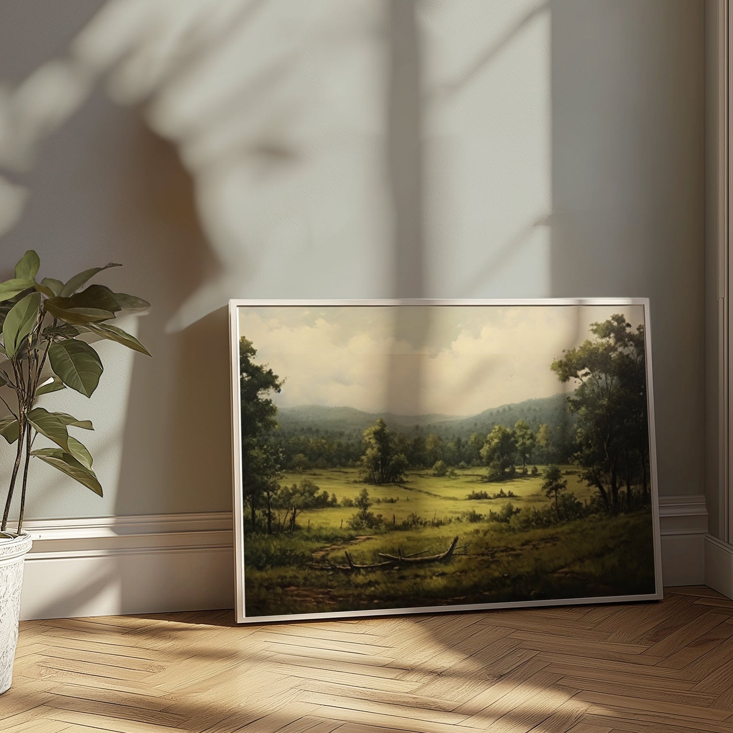 Premium Poster of Peaceful Scenic Countryside Landscape Art for Posters