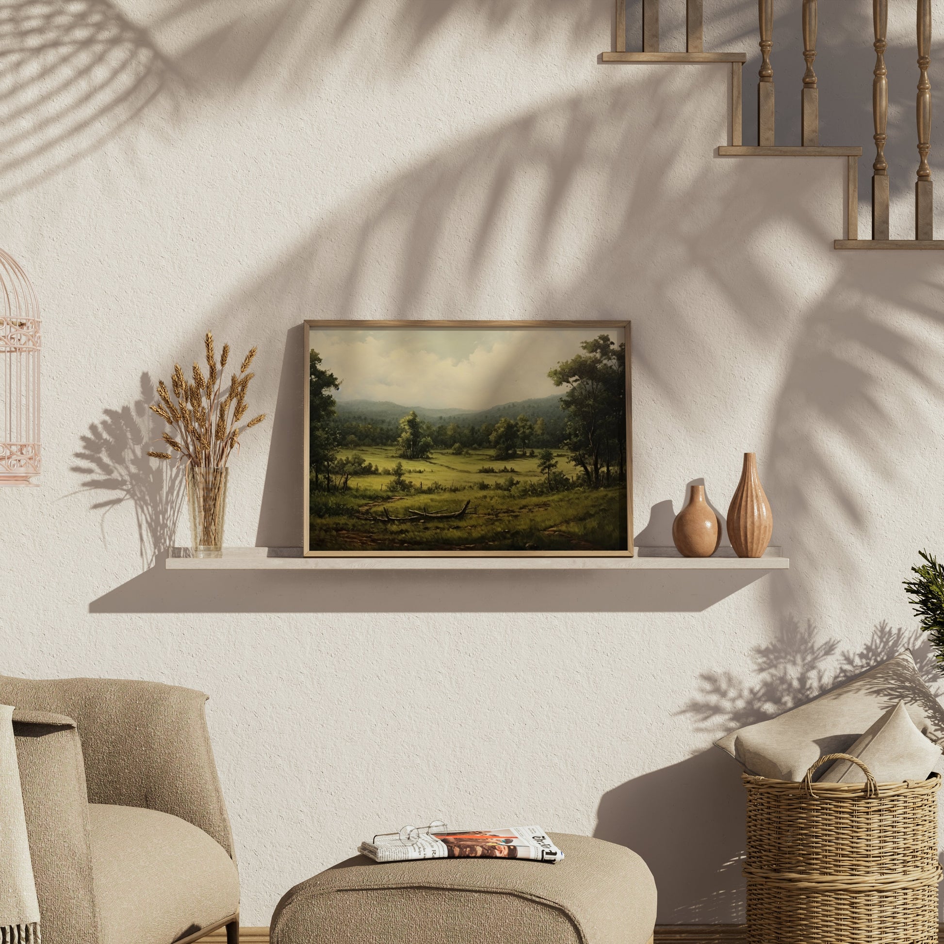 Premium Poster of Peaceful Scenic Countryside Landscape Art for Posters