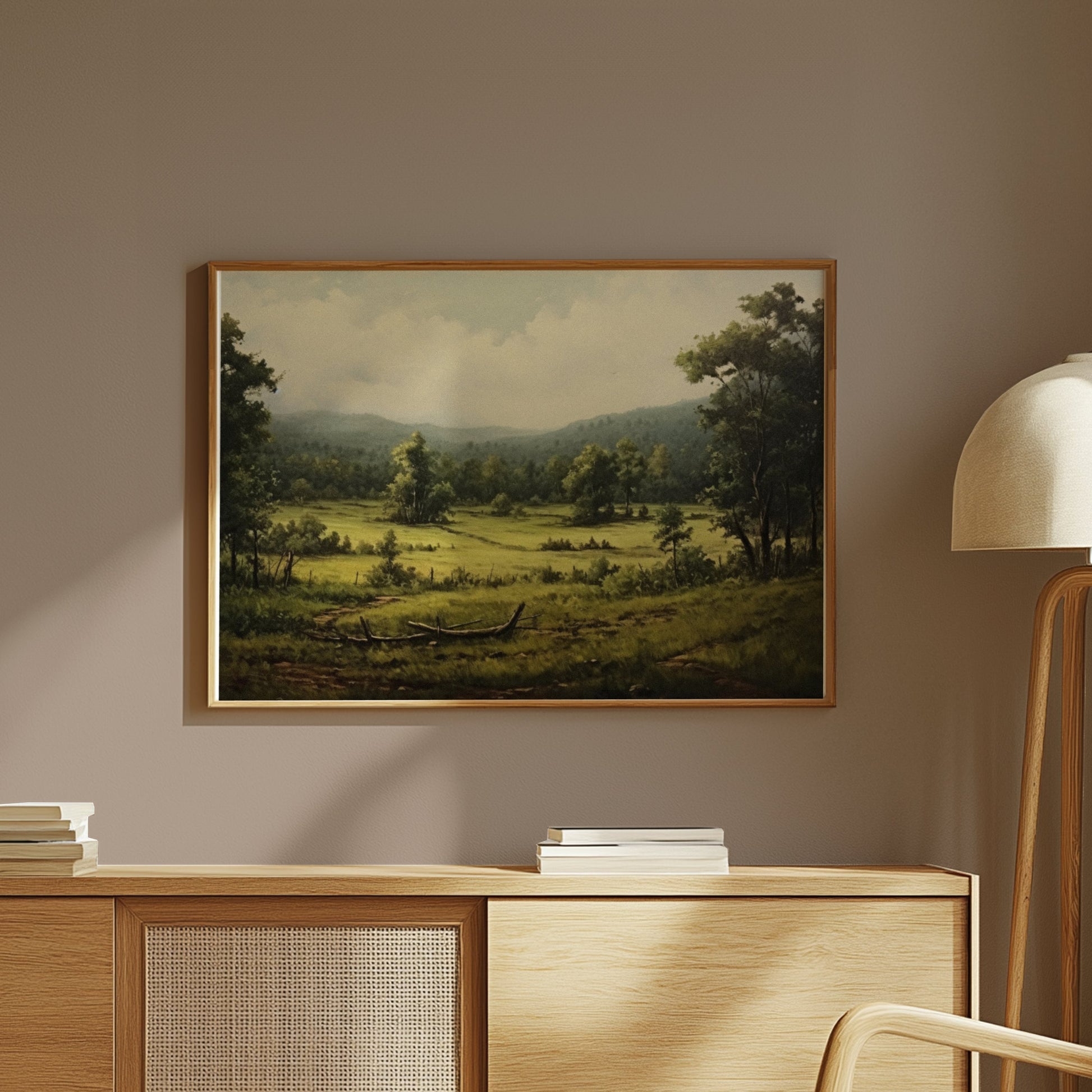 Premium Poster of Peaceful Scenic Countryside Landscape Art for Posters