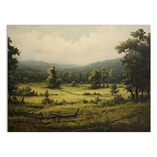Premium Poster of Peaceful Scenic Countryside Landscape Art for Posters