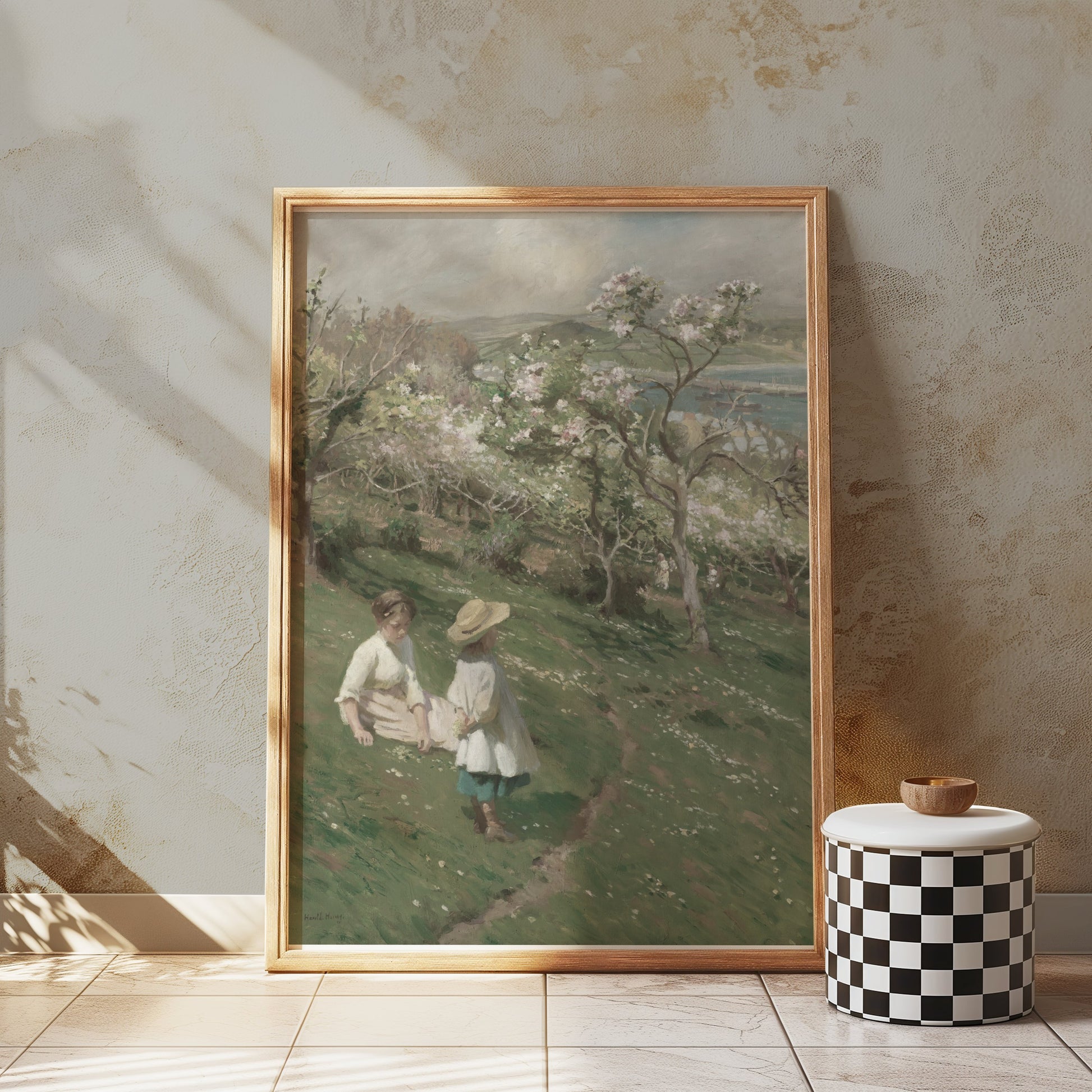 Premium Poster of Peaceful Spring Day on Orchard Hill Painting Posters