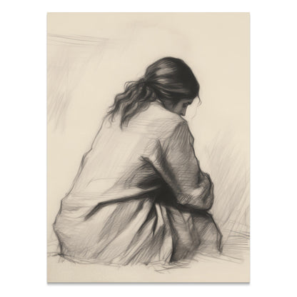 Premium Poster of Pensive Woman Art Sketch Contemplation Design Posters