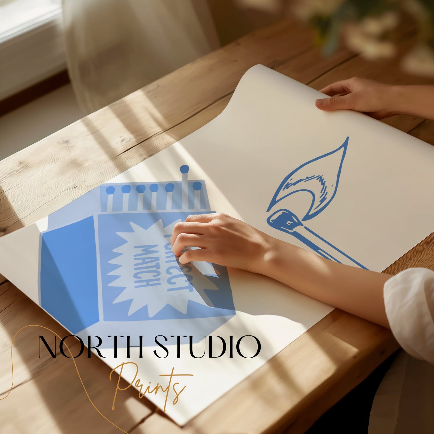 Premium Poster of Perfect Match Blue Retro Design Graphics Posters