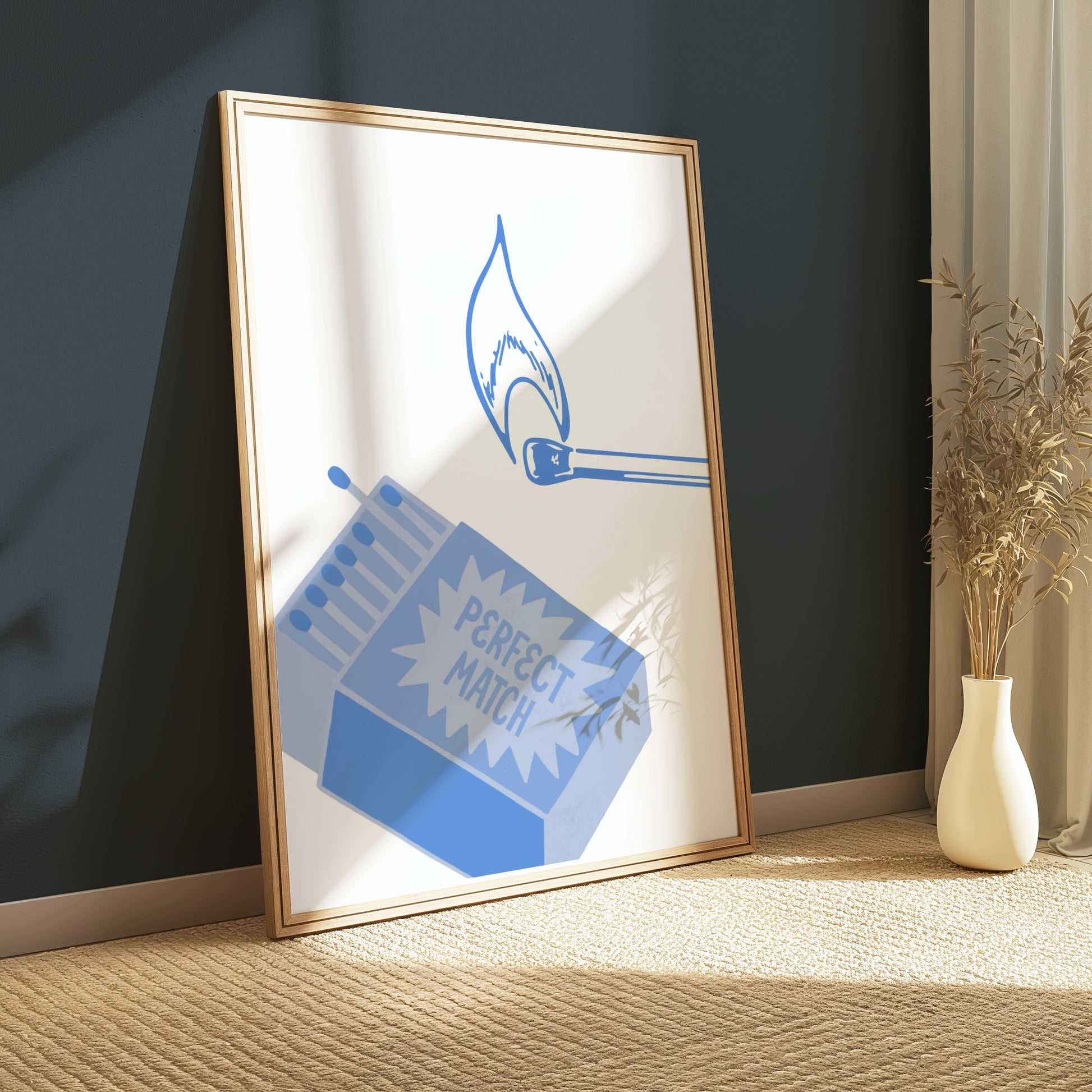 Premium Poster of Perfect Match Blue Retro Design Graphics Posters
