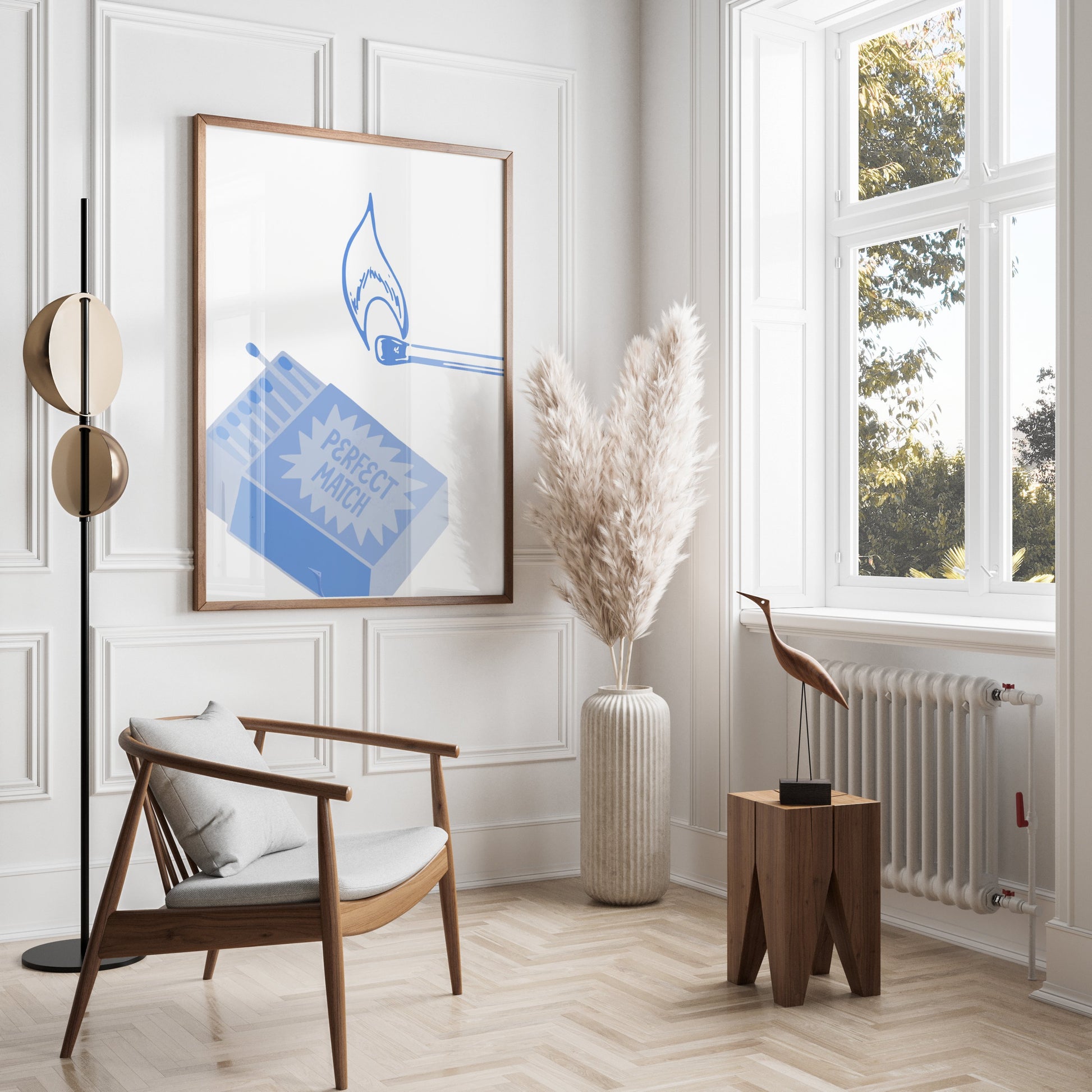 Premium Poster of Perfect Match Blue Retro Design Graphics Posters