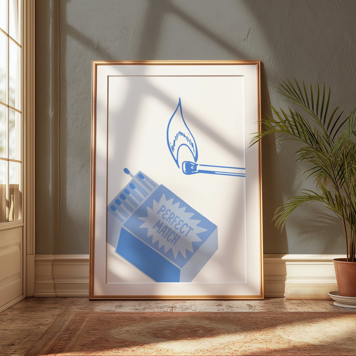 Premium Poster of Perfect Match Blue Retro Design Graphics Posters