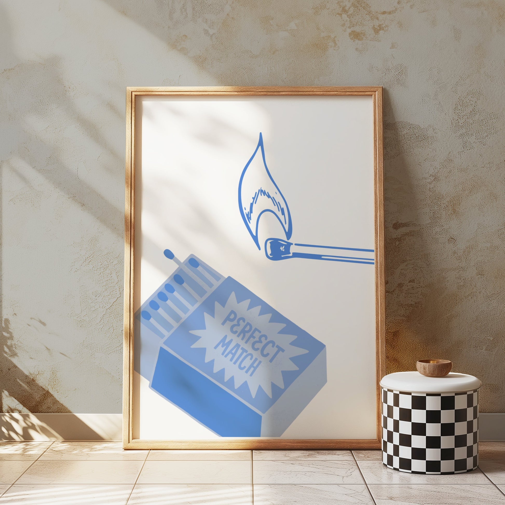 Premium Poster of Perfect Match Blue Retro Design Graphics Posters