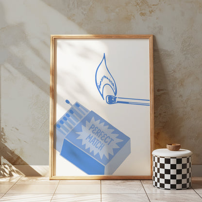 Premium Poster of Perfect Match Blue Retro Design Graphics Posters