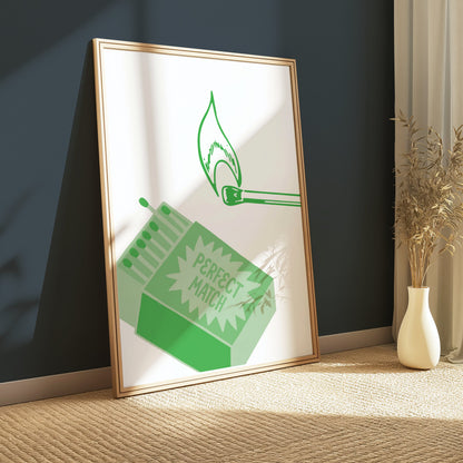 Premium Poster of Perfect Match Matchbox and Lit Match Art Posters