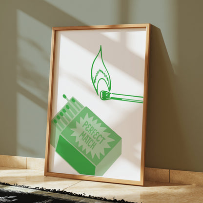 Premium Poster of Perfect Match Matchbox and Lit Match Art Posters