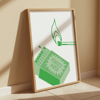 Premium Poster of Perfect Match Matchbox and Lit Match Art Posters