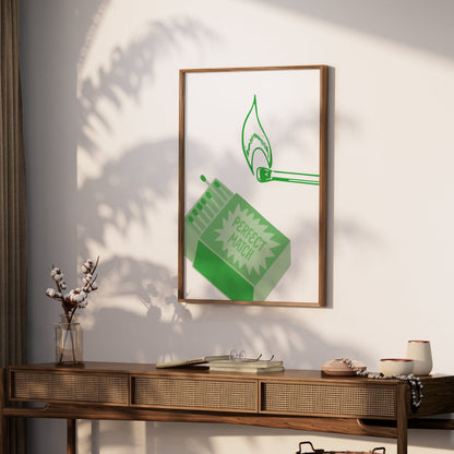 Premium Poster of Perfect Match Matchbox and Lit Match Art Posters