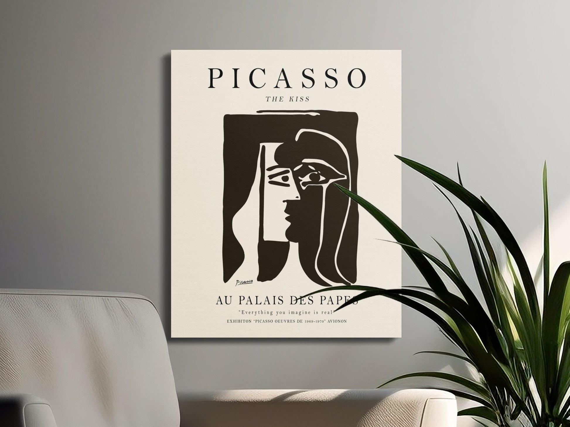 Premium Poster of Picasso The Kiss Au Palais Des Papes Canvas Wraps