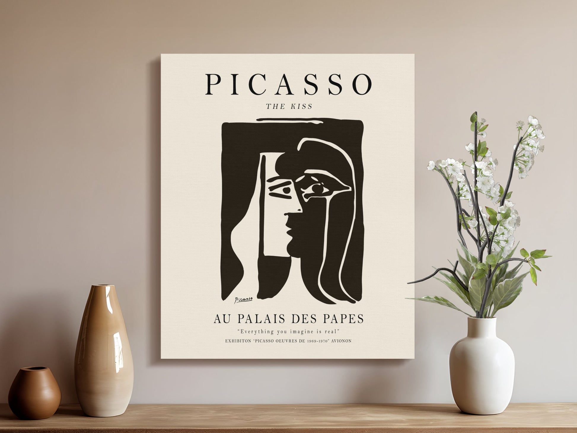 Premium Poster of Picasso The Kiss Au Palais Des Papes Canvas Wraps