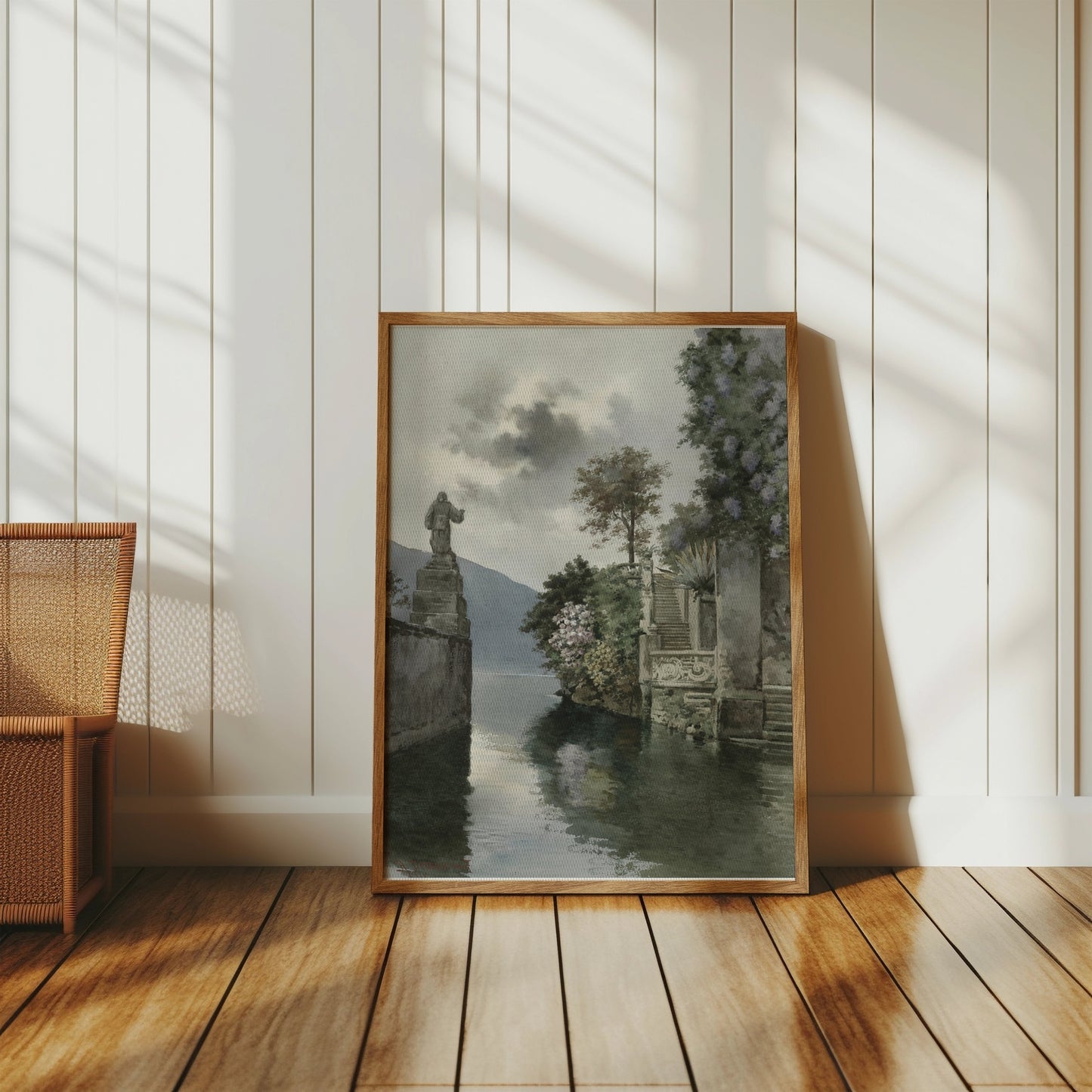 Premium Poster of Picturesque Lakeside View with Statue Art Print Posters