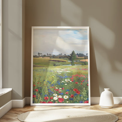 Premium Poster of Picturesque Summer Field with Natural Floral Beauty Posters