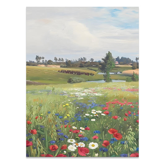 Premium Poster of Picturesque Summer Field with Natural Floral Beauty Posters