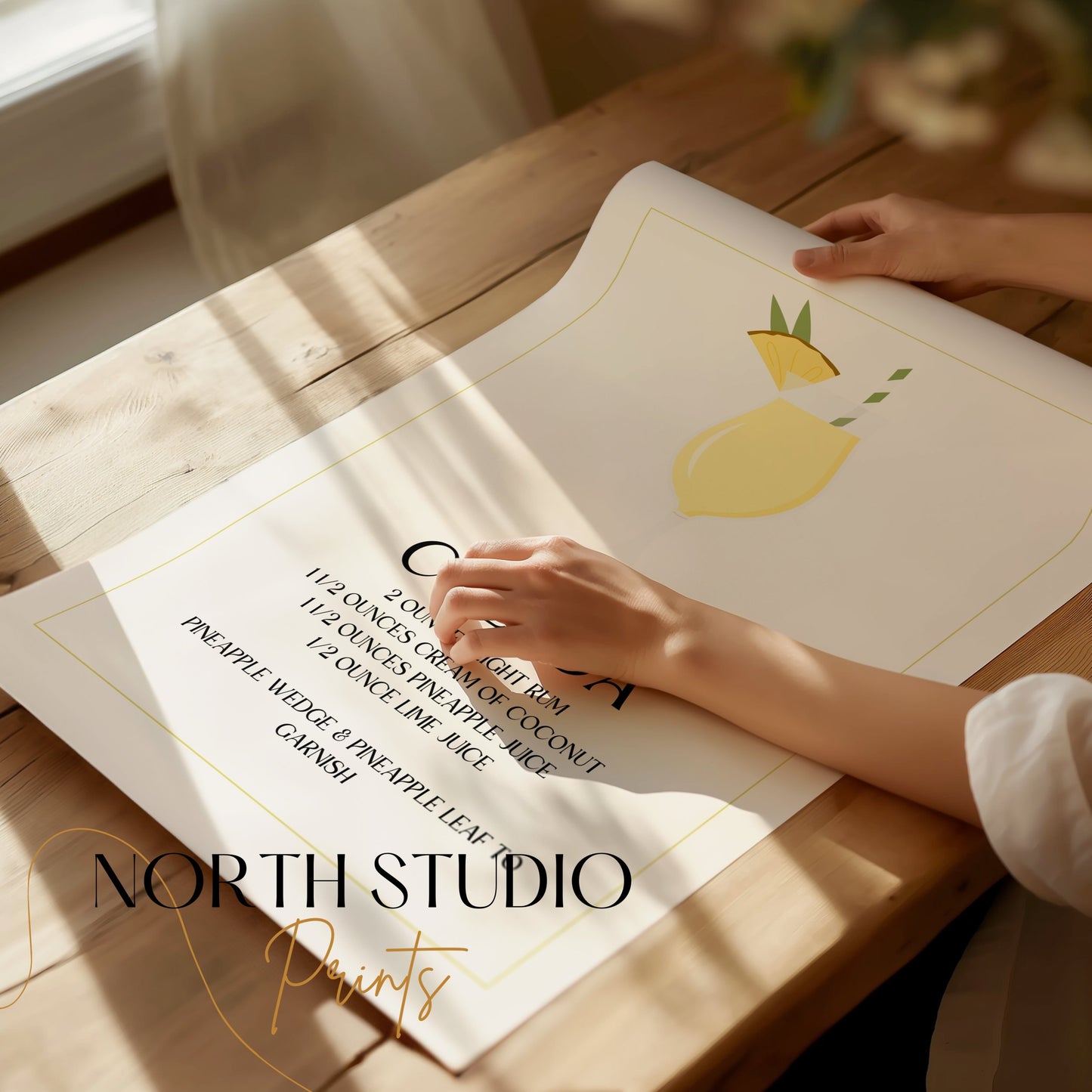 Premium Poster of Pina Colada Cocktail Recipe Art Print Posters