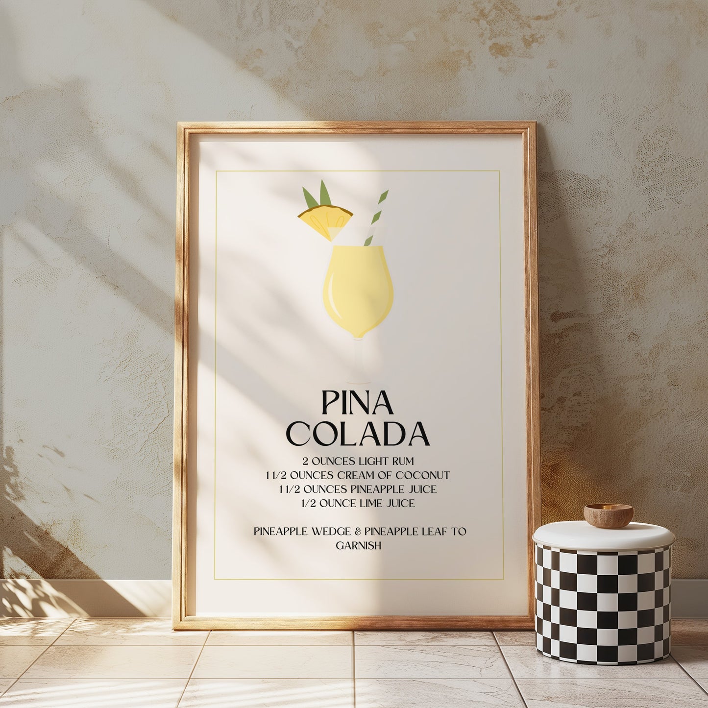 Premium Poster of Pina Colada Cocktail Recipe Art Print Posters