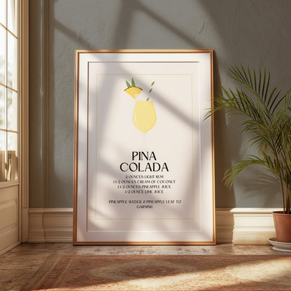 Premium Poster of Pina Colada Cocktail Recipe Art Print Posters