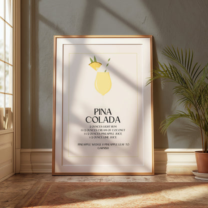 Premium Poster of Pina Colada Recipe Illustration Art Kitchen Posters