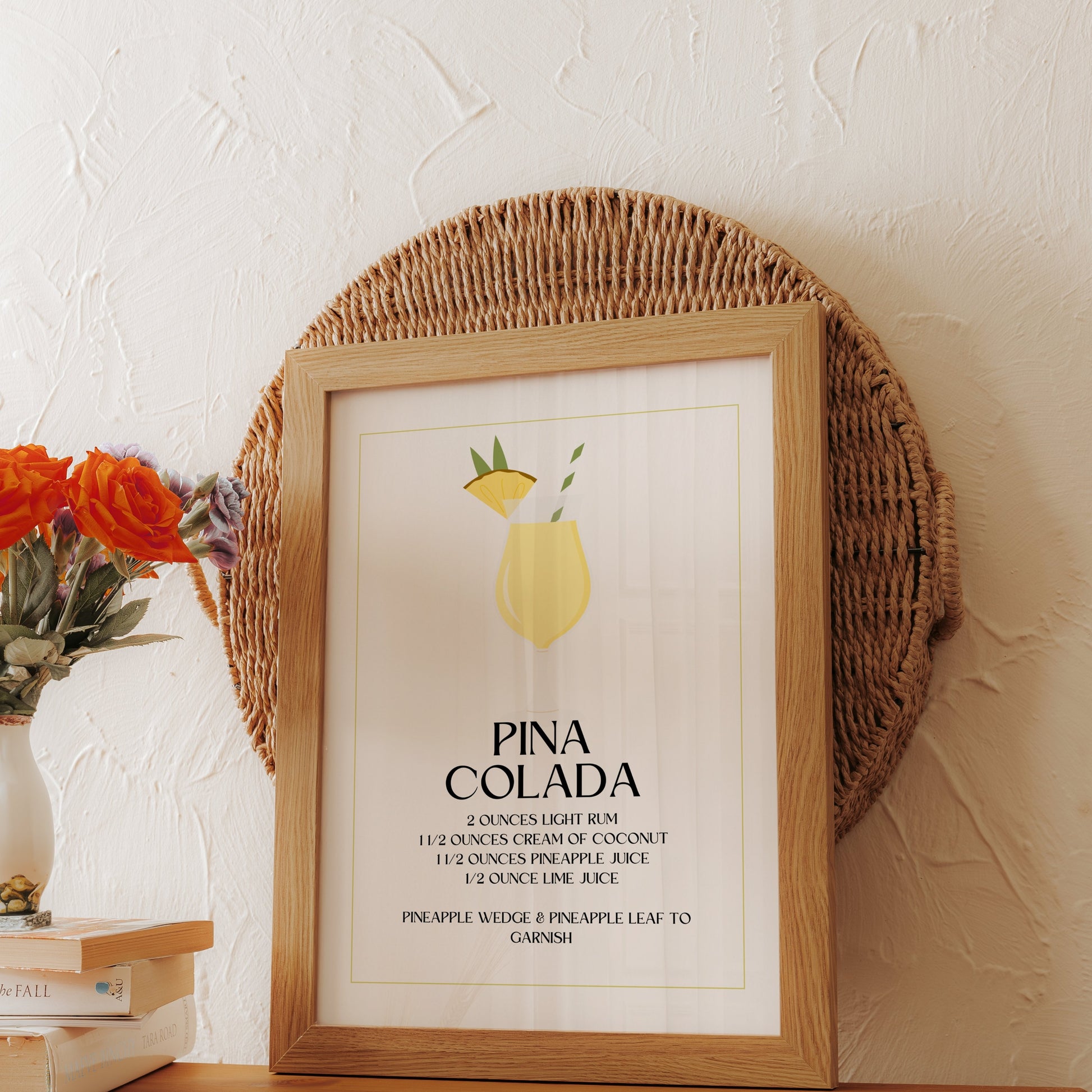 Premium Poster of Pina Colada Recipe Illustration Art Kitchen Posters
